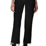ASKK NY Crop Slim Wide Leg Jeans Raw Hem Black Resin Size 28 NEW Photo 0