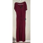 Lulus Burgundy Wide-Leg Jumpsuit NWT | Women’s Small | Flutter Sleeve Deep V Photo 2