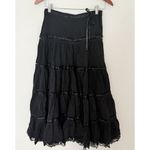 Lulumari Vintage Y2K Black Cotton Lace Insert Tiered Lined Boho Maxi Skirt Sz M Photo 2