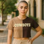 Obsessive Love COWBOYS Colorblock Two Tone Short Sleeve Crop Top by ~ Women's XS Photo 0