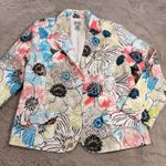 Chico's  Floral Embroidered Silk Blazer Size 2 US L Colorful Spring Jacket Career Photo 3