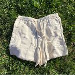 Free People  Womens Linen Blend Tomboy High Waisted Shorts in Cream Photo 1