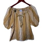 Saylor  gold mustard embroidery blouse top sz L Photo 0