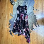 Lily Dark Pink Floral Print Asymmetrical Flowy Dress Size L Photo 1