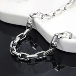 Link Chain Necklace for Men Women Streetwear Unisex Hip Hop Style Silver Photo 1
