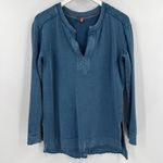 Pilcro Anthropologie Sweatshirt Blue Split Hem Tunic Top 100% Cotton Size Small Photo 2