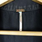 Free People  Vest Womens XS Black Denim Moto Long Relax Frayed Rock Goth OB663677 Photo 6