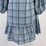 Max Studio New  Plaid Ruffle Hem Balloon Sleeve Babydoll Dress Blue Photo 12