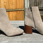 Nordstrom Grey Suede Squared Toe Zip Ankle Booties Size 10 boots Photo 0