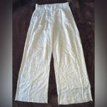 Abercrombie & Fitch Wide Leg Pleated Ivory Colored Linen Trouser Pants SIZE 28/6 Photo 3