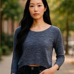 M. RENA Blue Pullover Thin Hi Low Long Sleeve Sweater ~ Women's Top Size MEDIUM Photo 0