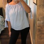 Kontrol blue striped off shoulder preppy blouse Photo 1