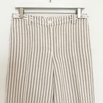 J.Jill Linen Blend Wide Leg Cropped Stripe Pants Tan Beige Lagenlook Size 6 Photo 1