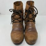 Sorel ‎ Addington Lace Up Waterproof Leather Moto Military Bootie size 9.5 Photo 1