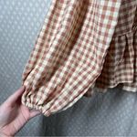Petal and Pup Brown White Gingham Check Tie Waist Ruffle Sleeve Top Photo 3