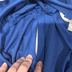 VINTAGE Victor Costa Blue‎ Ruffle Dress Sz 10 Long Sleeve Nylon Tie Belt Blue Photo 11