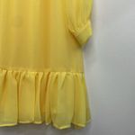 Vince Camuto  Yellow Chiffon Dress Baby Doll Split neck tiered long sleeve Small Photo 3