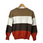 Fall Colorblock‎ Striped Sweater Brown White Orange Knit Women Size Small Photo 4