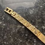 Chico's Chico’s Large Face Mother of Pearl Pave Rhinestone Goldtone Delicate Band Watch Photo 7