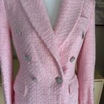 ZARA  Pink Tweed‎ Textured Double Breasted Blazer Size XS Photo 3
