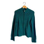 Talbots  ladies cable knit winter green zip up sweater size small cozy cute Photo 1