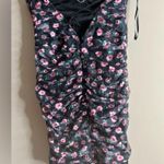 Angel Biba NWT lined black floral ruched body con dress size large Photo 6