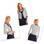 White House | Black Market WHBM Navy & White Tweed Blazer Photo 5