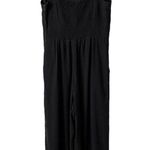 Madewell NWT Black Cap Sleeve Crop Wide Leg Smocked Jumpsuit Womens Size 0 Photo 3