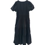 Anthropologie  Maeve Poplin Cotton Somerset Maxi Dress Black Size Large Photo 9