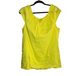 Theory NWT Womens Jennias Butter Yellow Smocked Linen Blend Sleeveless Top Large Photo 2