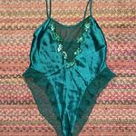 Victoria's Secret 80s VTG GREEN SATIN MESH BODYSUIT ONE PIECE Photo 0
