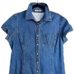 Tommy Hilfiger Vintage  Y2K Denim Mini Dress Pearl Button Front Western Size 14 Photo 2