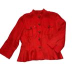 Ralph Lauren Tomato Linen Military Button Jacket with pockets + peplum detail Photo 3