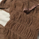 Haute Monde  Ruched Dot Mesh Sweetheart Neck Top XL Brown Sheer Evening Photo 1