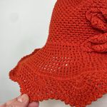 Nonson Crochet Knit Orange Hat with Crochet Flower Photo 4