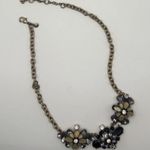 J.Crew Goldtone & Crystal Necklace Cream, Smoky Gray & Black Stones. 18” Plus 3” Photo 2