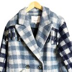 Cinq à Sept CINQ a SEPT Alix Coat Jacket Plaid Shacket Fringe Trim Steel Blue Multi SM NWT Photo 10