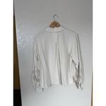 Tahari  Linen Blend Lace Eyelet Detail Collared Top Size Medium Photo 5
