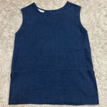 Bryn Walker Linen Women's Dark Wash Denim Sleeveless Top Dark Blue Photo 0