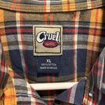 Cruel Girl  Shirt Blouse Western‎ Button Down Plaid Blue Orange Red XL Cotton Photo 2