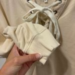 Aerie  Lace Up Oversized Crew Sweatshirt Cream Photo 4