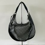 Michael Kors  Lauryn Solid Black Gray Leather Large Shoulder Bag Photo 3