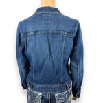 Old Navy Womens Blue Jean Jacket Stretch Dark Wash Denim Button Closure Medium Photo 7
