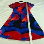 Amanda Uprichard Red & Blue Scuba Material Short Sleeve Dress Photo 3