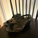 Dansko Jacinda slingback black leather cross strap wedge sandals 38/8 Photo 4
