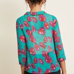 Modcloth • Jade Floral poppy print Peter Pan collar blouse chiffon bow tie neck Photo 10