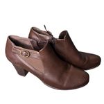 Croft & Barrow  Ortholite Ankle Booties Block Heel Side Zip Brown 9.5 Photo 0