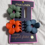Pink Linen Three Pack, Flower Hair Clips. Multiple Photo 0