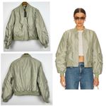 BLANK NYC Quilted Bomber Jacket Women’s M Green Snap Front Puffer Photo 4