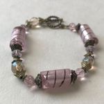 Pink Glass Beaded Stretch Bracelet Vintage 1 Owner Photo 3
